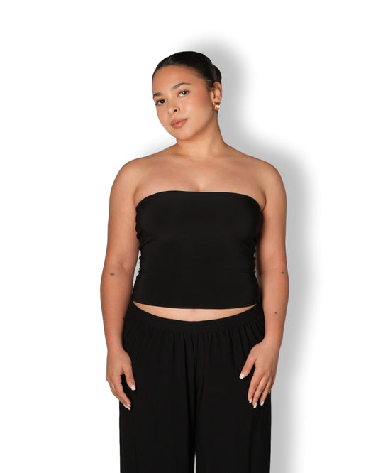 XS | Black Bandeau Crop Top