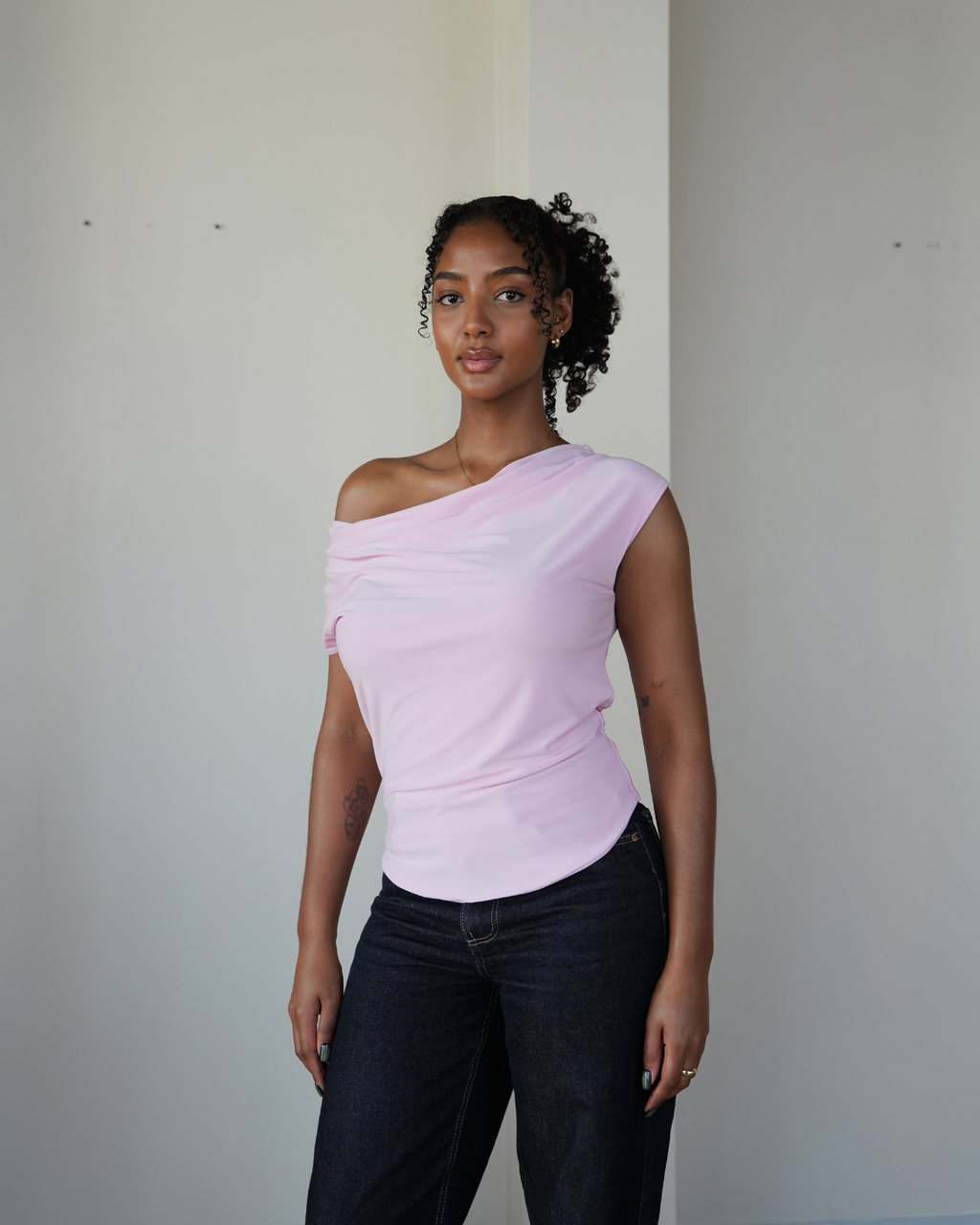 Baby Pink Cowl Neck Top