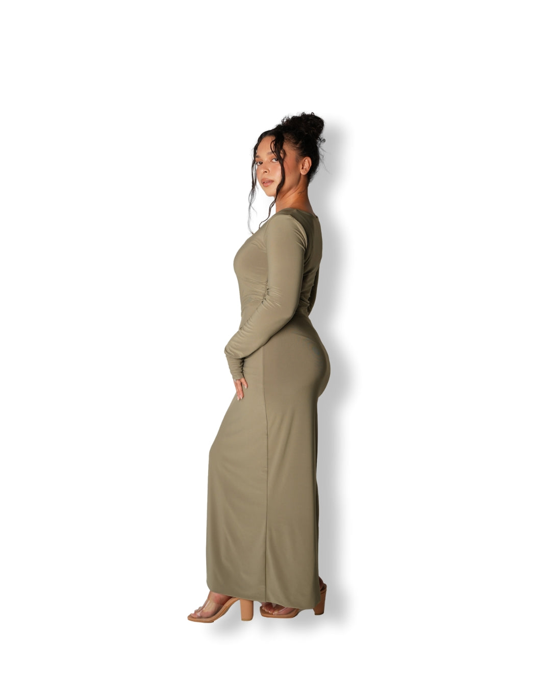 Sage Long-sleeved Sculpted Dress