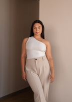 Cream One Shoulder Top