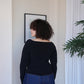 M | Black Boat Neck Top