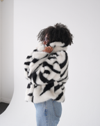 Striped Luxe Faux Fur Coat