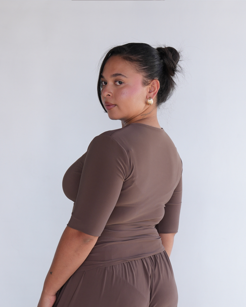 2XL | Coffee T-shirt with Midi Sleeves