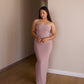 Pink-Nude Strapless Dress with Keyhole Cut-Out