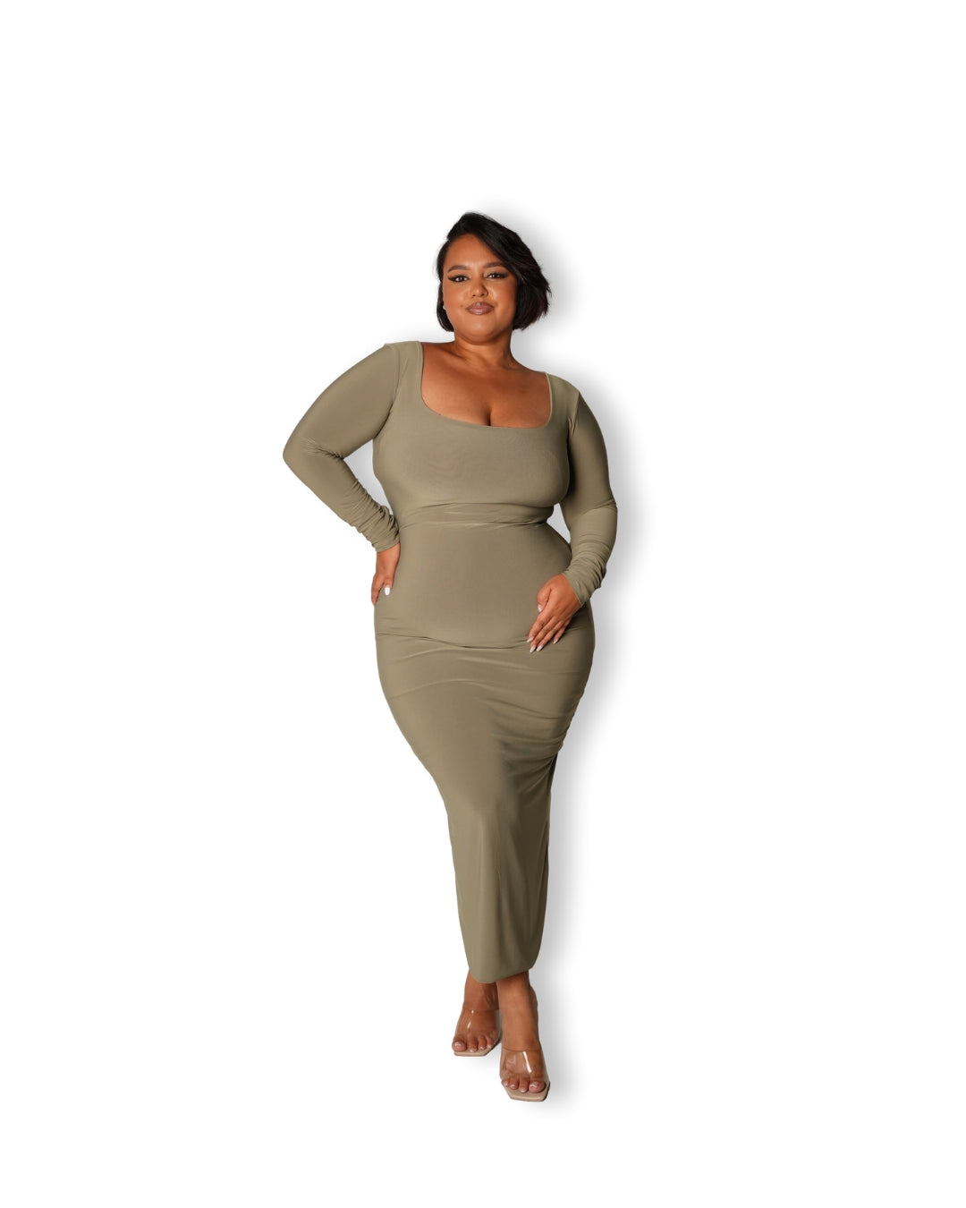 Sage Long-sleeved Sculpted Dress