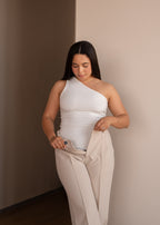 Cream One Shoulder Top