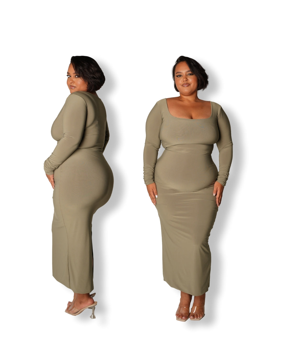 Sage Long-sleeved Sculpted Dress