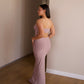 Pink-Nude Strapless Dress with Keyhole Cut-Out