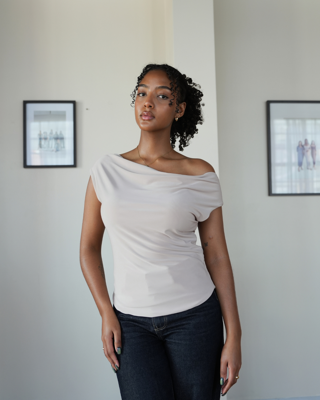 Tan Cowl Neck Top
