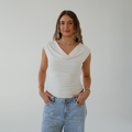 Cream Cowl Neck Top