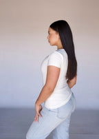 Cream Square Neck T-shirt