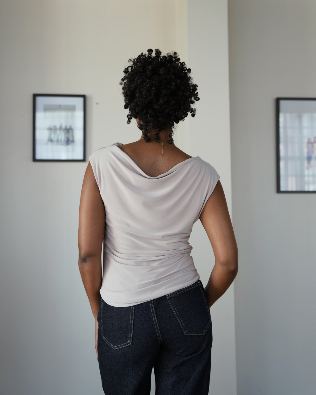 Tan Cowl Neck Top