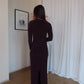 Chocolate Brown Crew-Neck Sculpted Dress with Long Sleeves