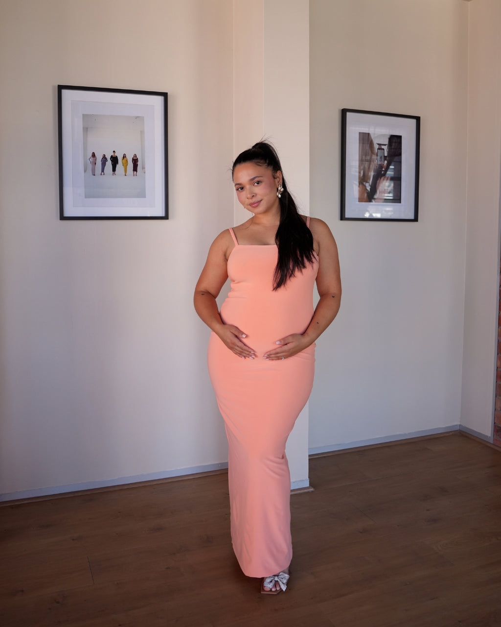 Peach Sculpted Dress