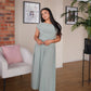 Mint Cowl Neck Drop Waist Midi Dress