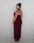 Maroon Smooth High Neck Dress
