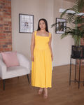 S | Yellow Tank-Style Drop Waist Midi Dress