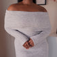 Grey Knit Off-Shoulder Dress