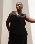 Black Crinkle Sleeveless Vest