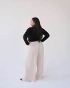 Champagne Pleated Straight Leg Trousers