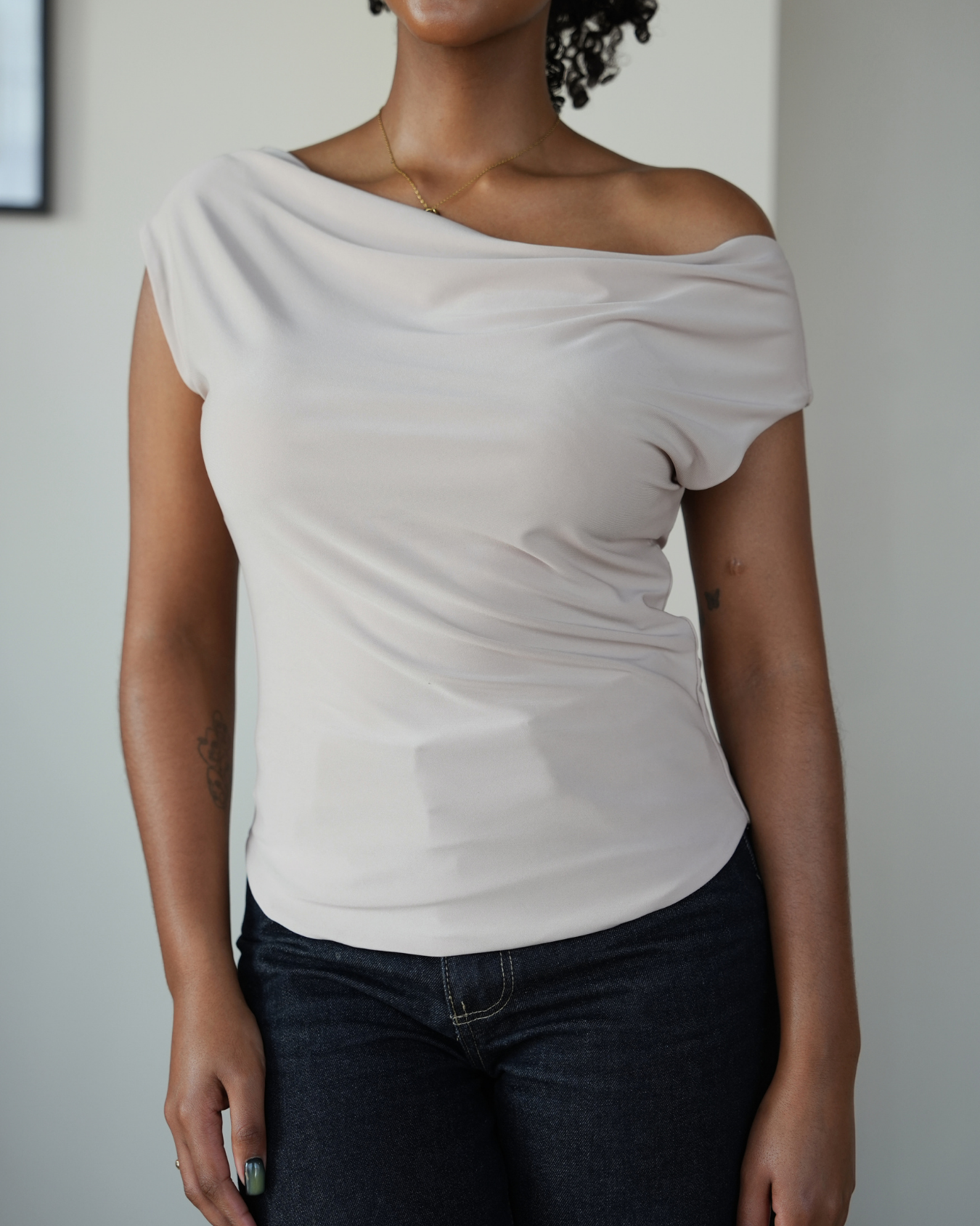 Tan Cowl Neck Top