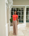 M | 100cm Beige Crinkle Straight Leg Resort Pants