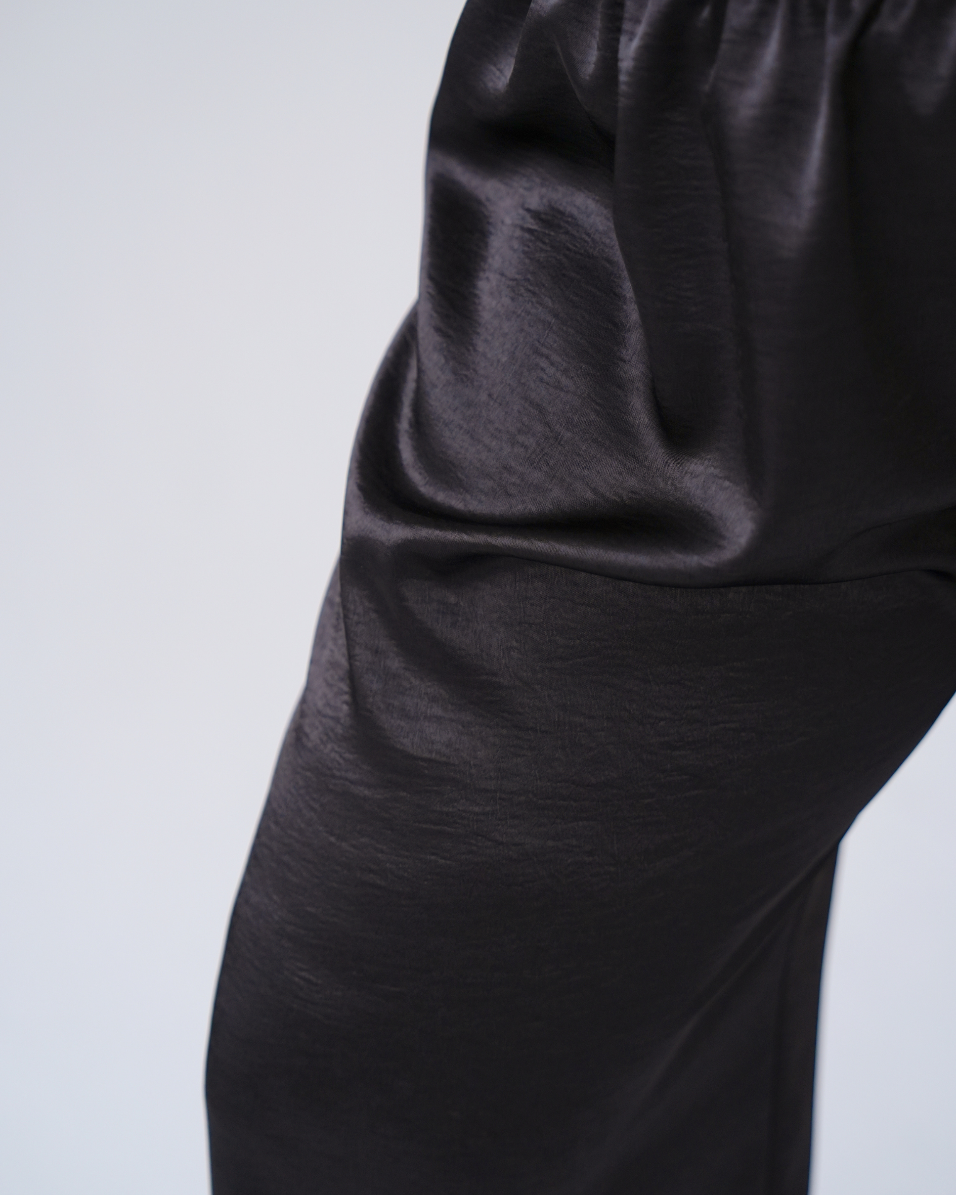 Black Satin Straight Leg Trousers