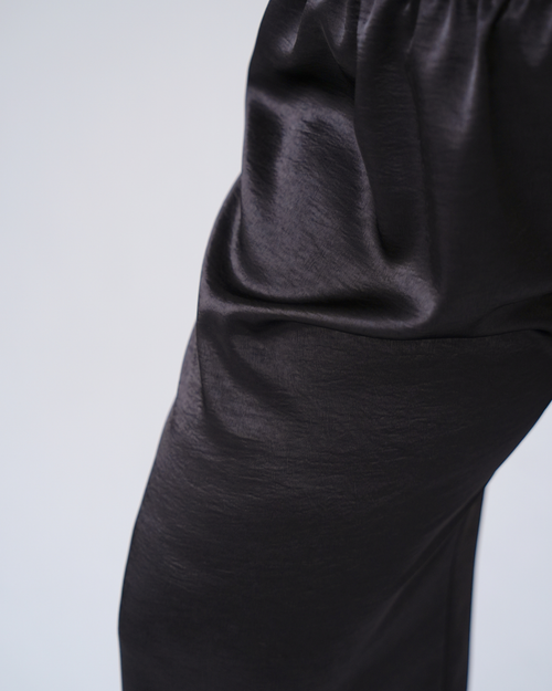 Black Satin Straight Leg Trousers