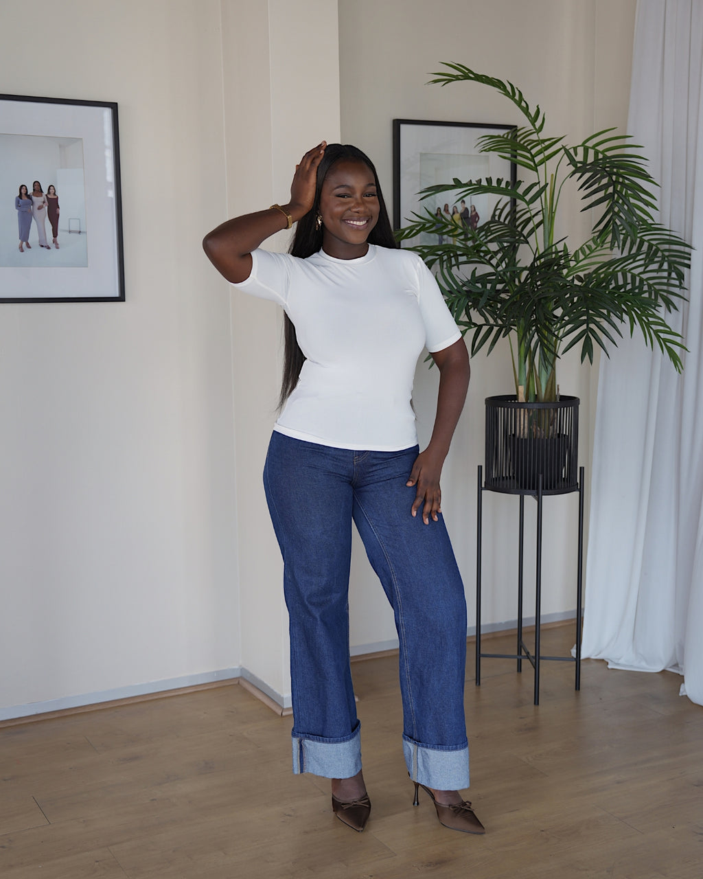 Cream Lightweight Vest with Midi Sleeve