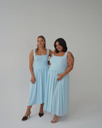 Baby Blue Tank-Style Drop Waist Midi Dress