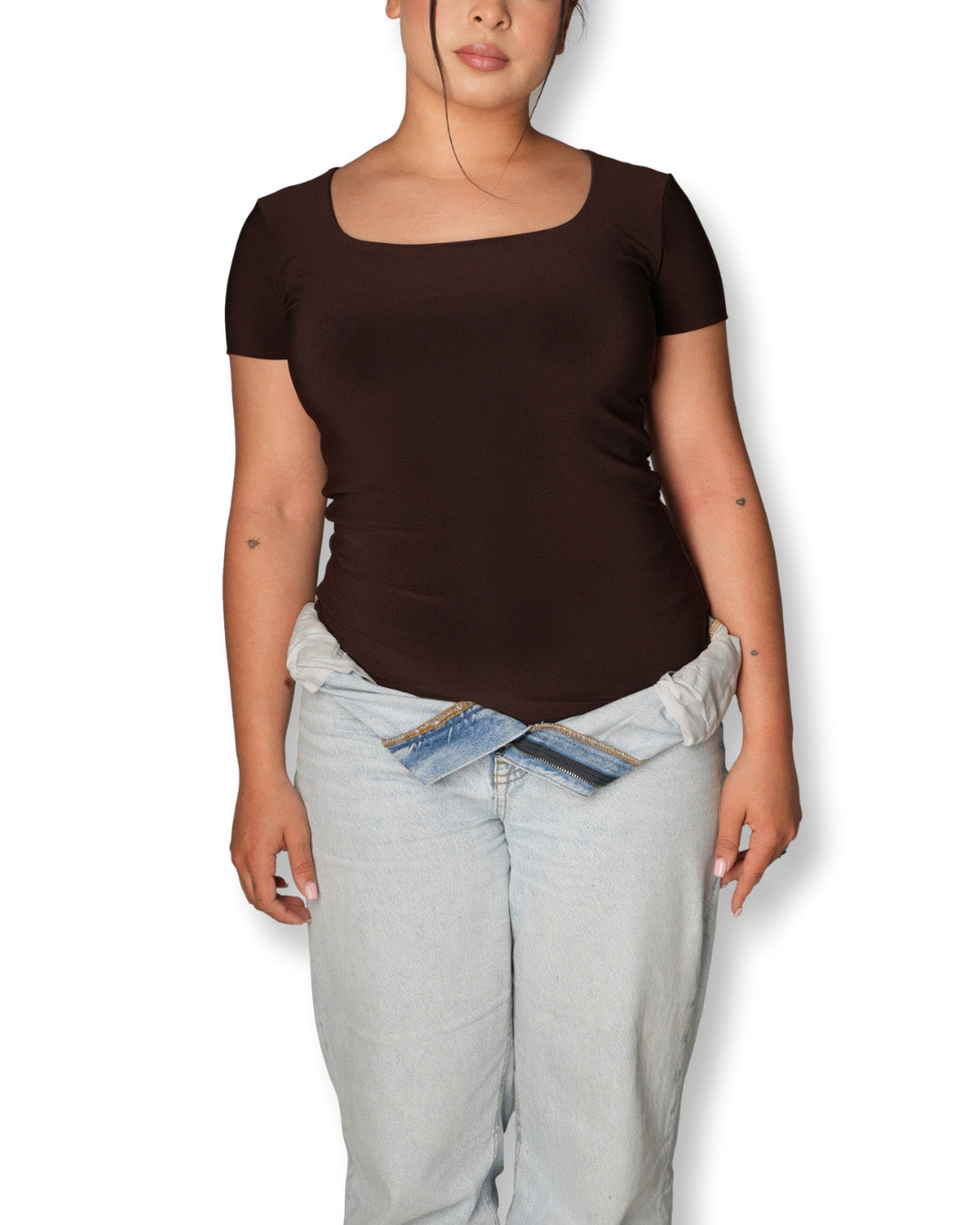 Chocolate Brown Square Neck T-shirt