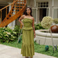 Olive Crinkle Single Tiered Skirt