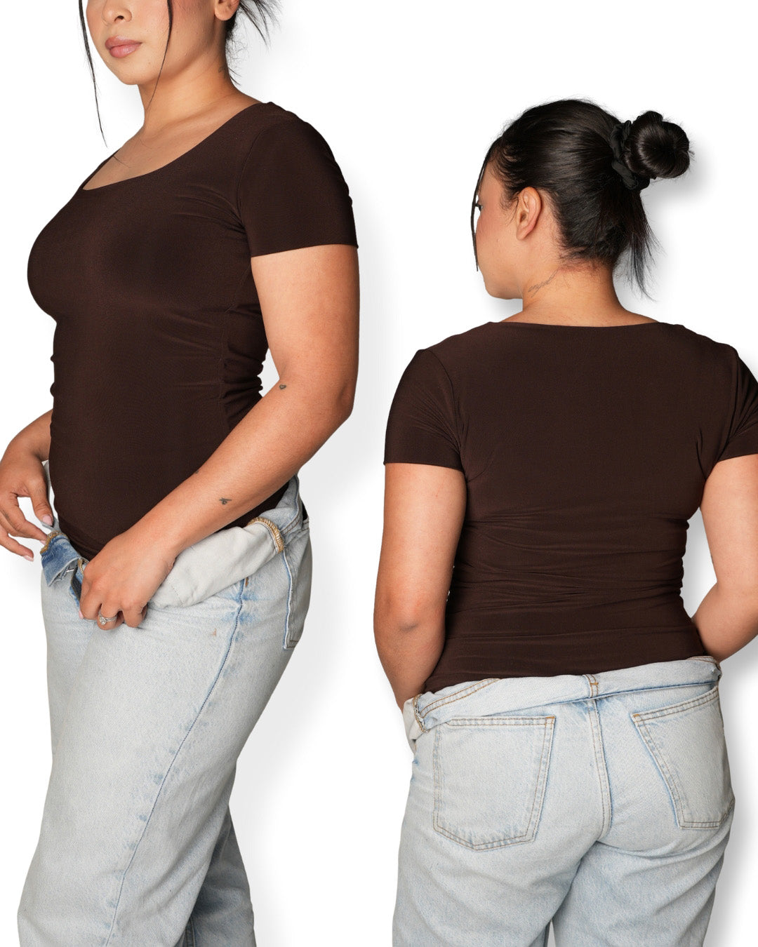 Chocolate Brown Square Neck T-shirt