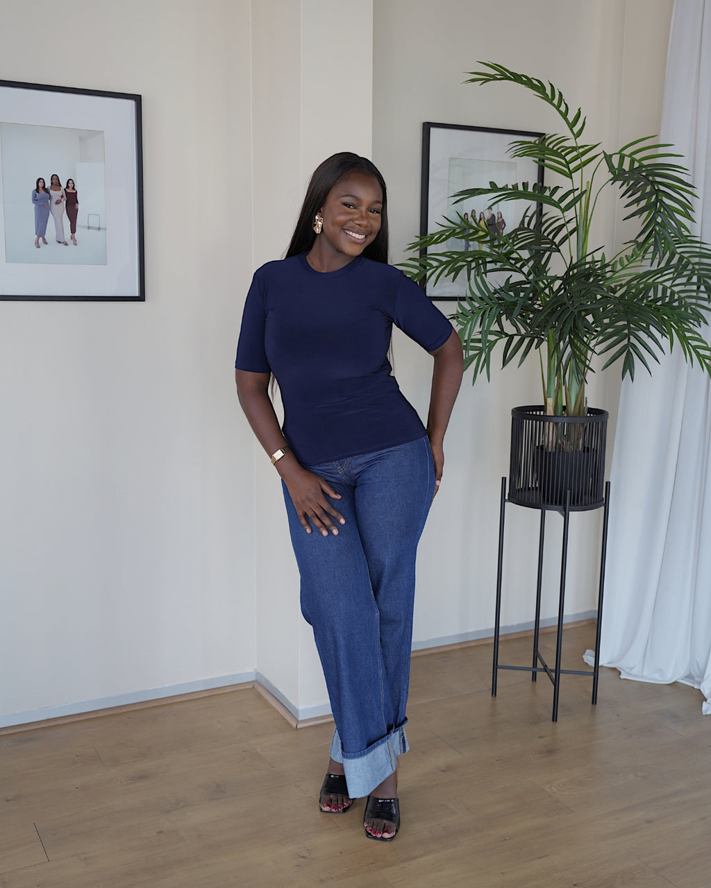 Navy Blue Lightweight Vest with Midi Sleeve