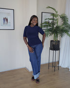 Navy Blue Lightweight Vest with Midi Sleeve