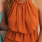 Rust Ruffle Halter Neck Top