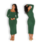 Deep Green Long-sleeved Sculpted Dress