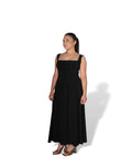 Black Tank-Style Drop Waist Midi Dress
