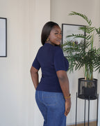 Navy Blue Lightweight Vest with Midi Sleeve