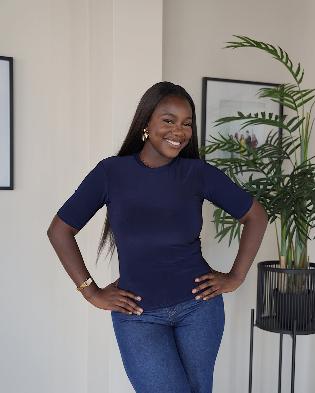 Navy Blue Lightweight Vest with Midi Sleeve