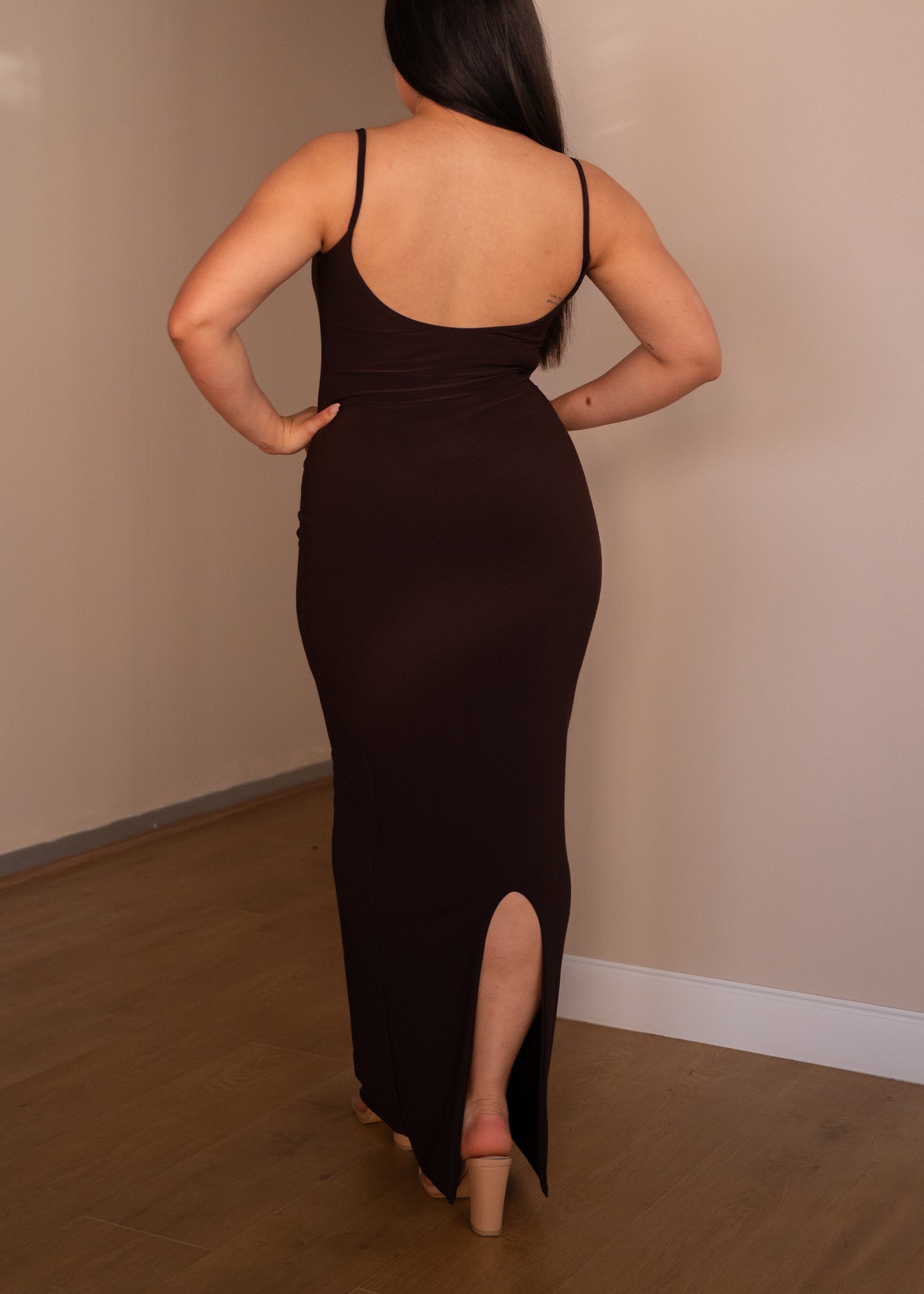 Chocolate Brown Sculpted Dress