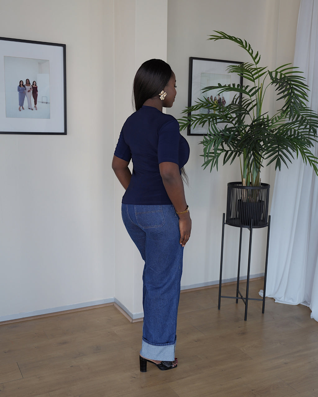 Navy Blue Lightweight Vest with Midi Sleeve