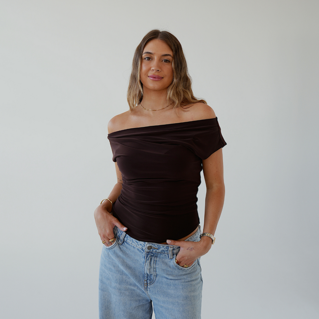 Chocolate Brown Cowl Neck Top
