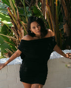 Black Cowl Neck Mini Dress with Low Back