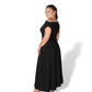 Black Cowl Neck Drop Waist Midi Dress