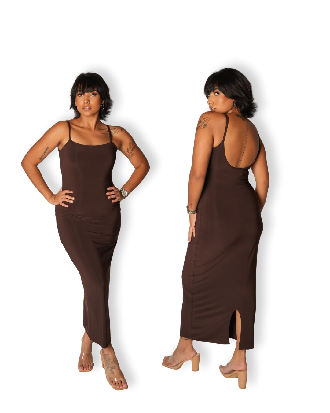 Chocolate Brown Sculpted Dress