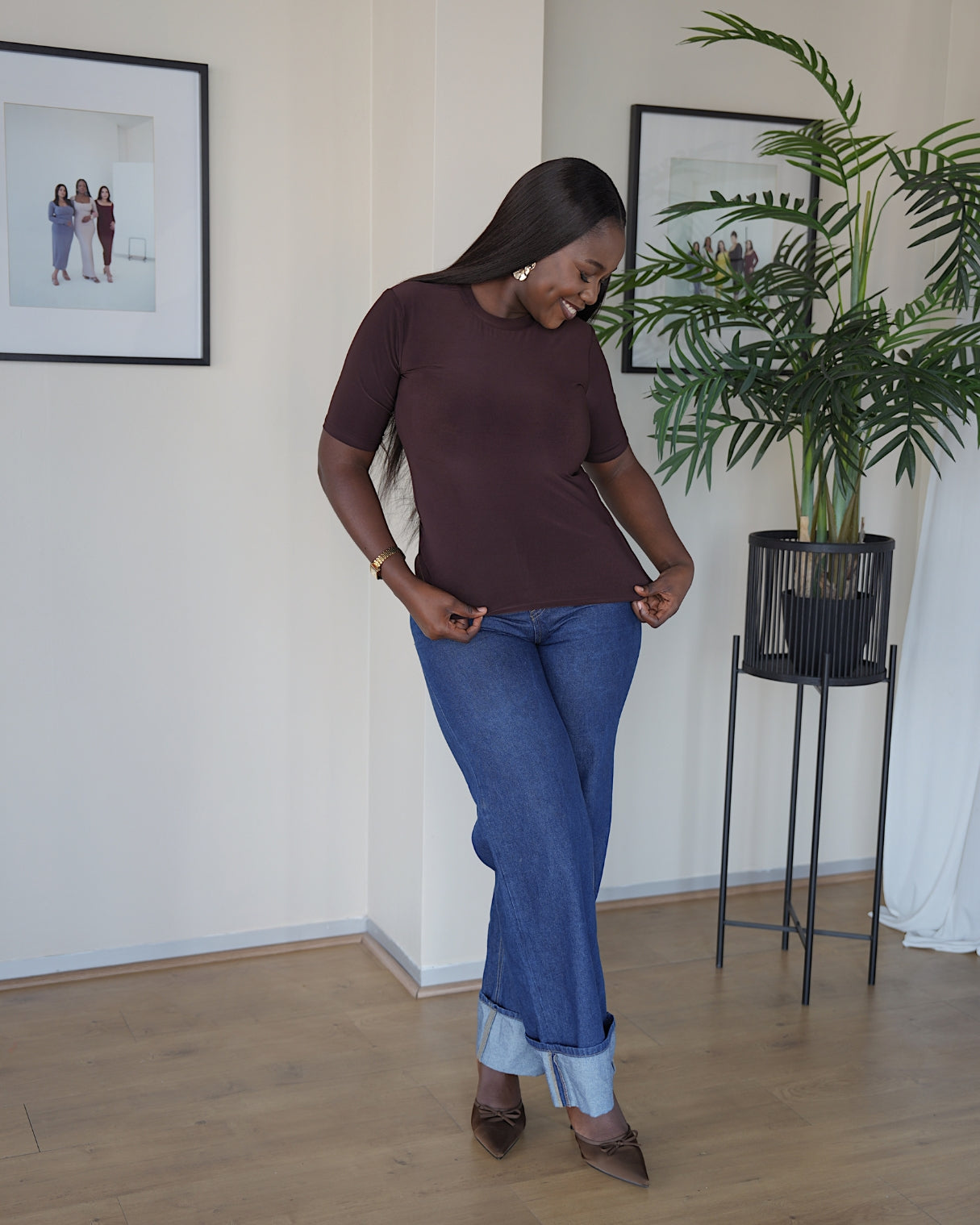 Chocolate Brown Lightweight Vest with Midi Sleeve