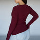 Maroon Square Neck Long Sleeved Top