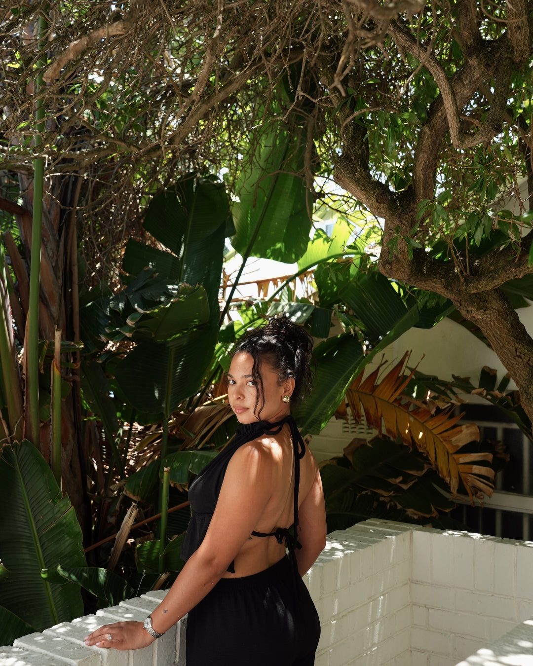 Black Ruffle Halter Neck Top