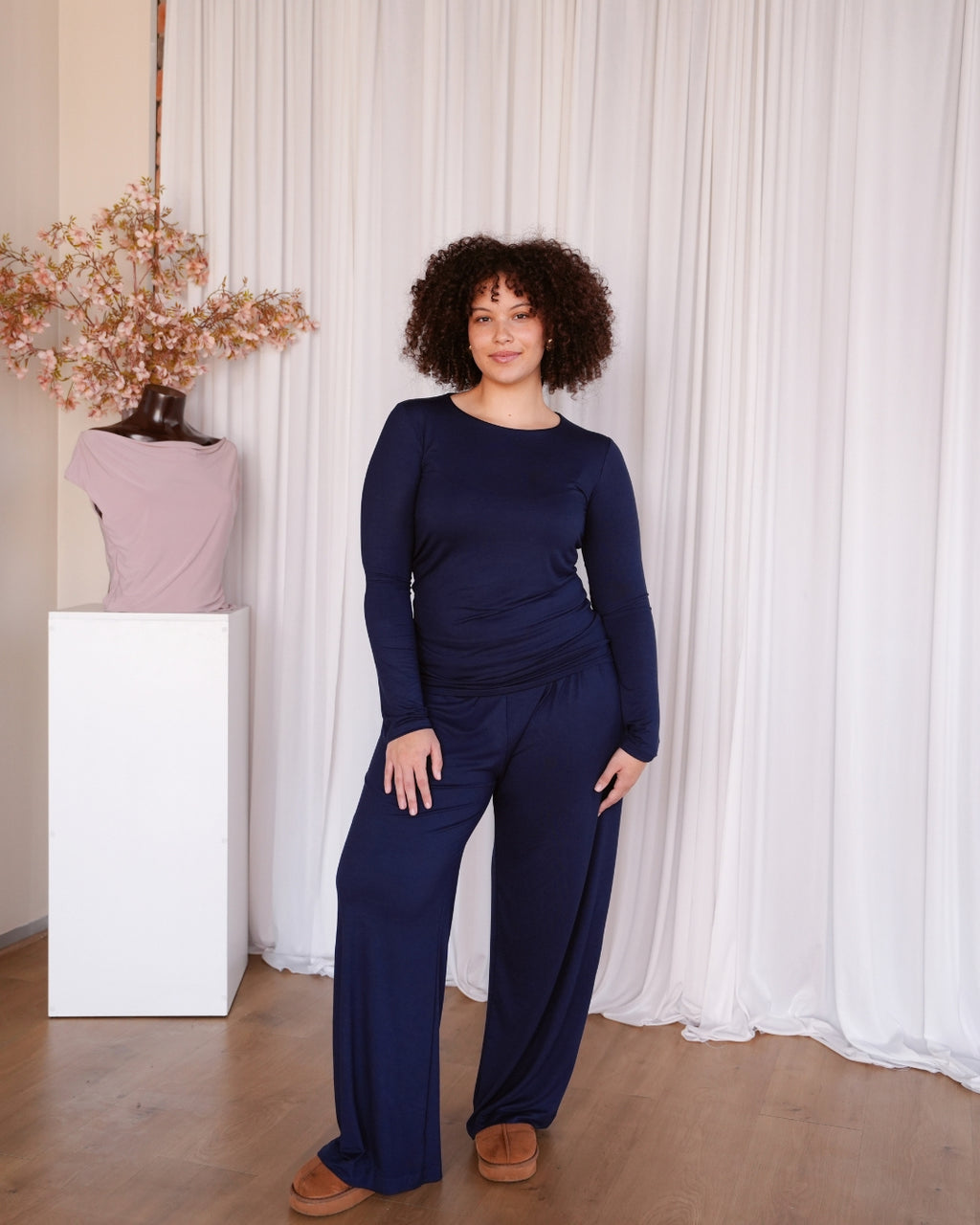 Navy Blue Viscose Lounge Pants